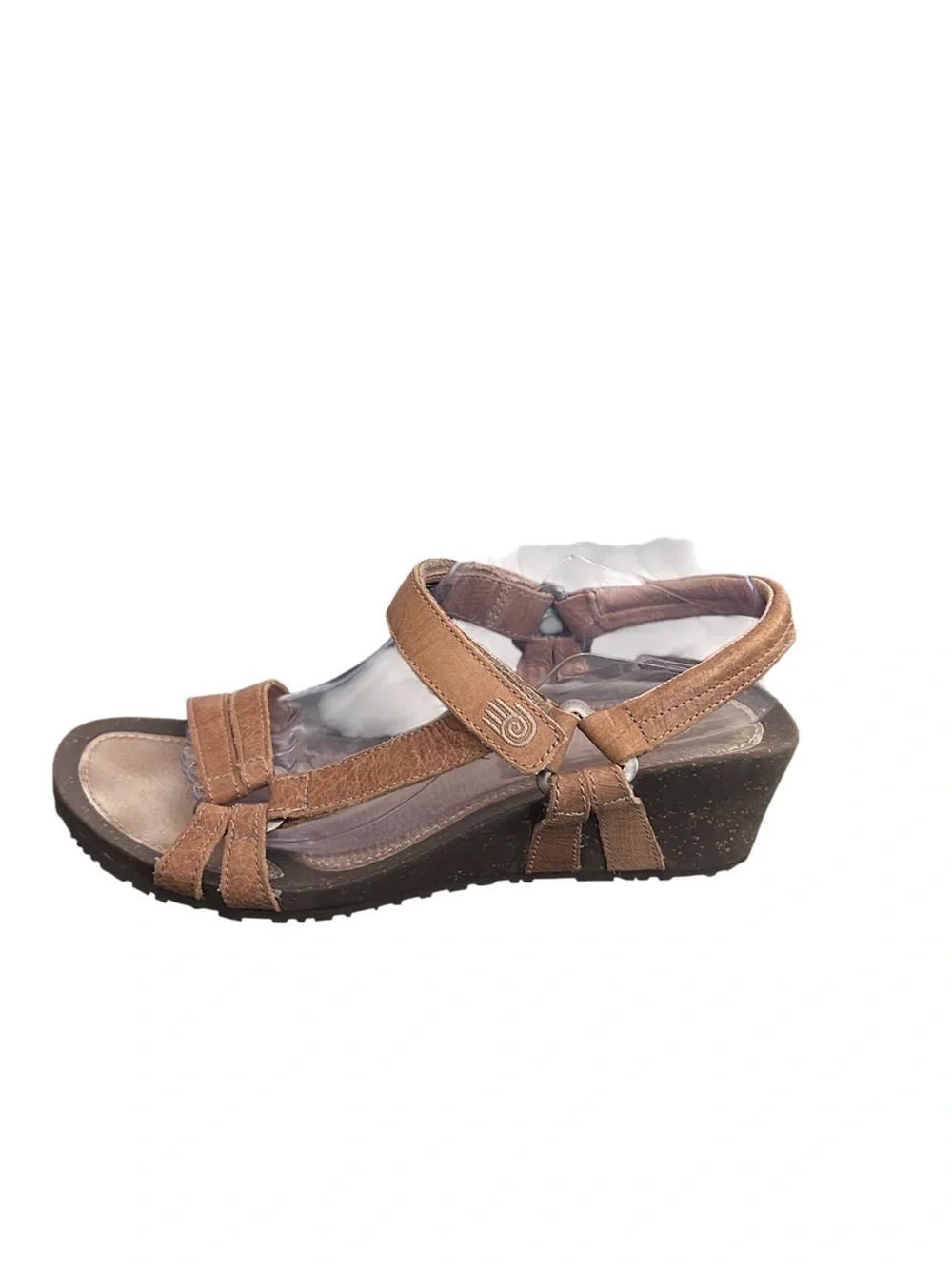 Teva Womens 4253 Brown Leather Wedge Sandals Comfort Shoes Size 10